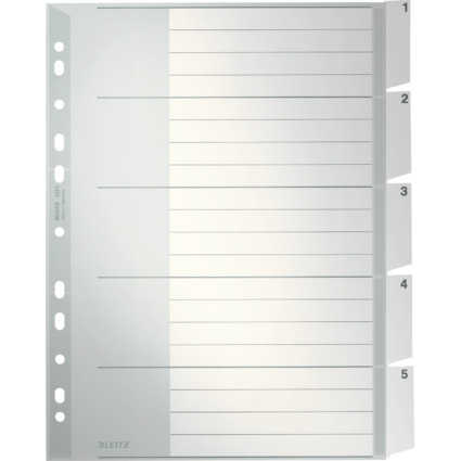 LEITZ Kunststoff-Register, blanko, A4 berbreite, 5-teilig