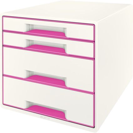 LEITZ Schubladenbox WOW CUBE, 4 Schbe, perlwei/pink