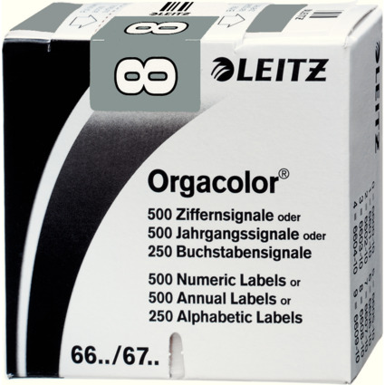 LEITZ Ziffernsignal Orgacolor "8", auf Rolle, grau