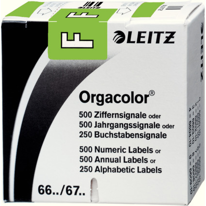 LEITZ Buchstabensignal Orgacolor "F", auf Rolle, grn