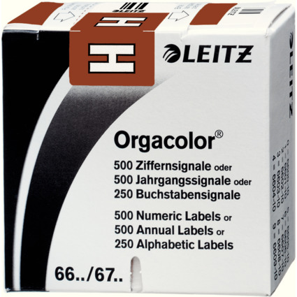 LEITZ Buchstabensignal Orgacolor "H", auf Rolle, braun