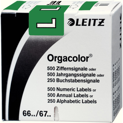 LEITZ Buchstabensignal Orgacolor "L", auf Rolle, dunkelgrn