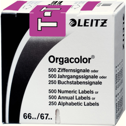 LEITZ Buchstabensignal Orgacolor "T", auf Rolle, violett