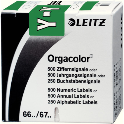 LEITZ Buchstabensignal Orgacolor "Y", auf Rolle, dunkelgrn