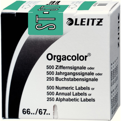 LEITZ Buchstabensignal Orgacolor "ST", auf Rolle, trkis