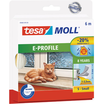 tesa MOLL CLASSIC E-Profil Gummidichtung, wei, 9 mm x 6 m