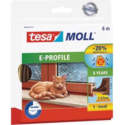 tesa MOLL CLASSIC E-Profil Gummidichtung, braun, 9 mm x 6 m