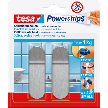 tesa Powerstrips Haken SMALL Metall, halbrund