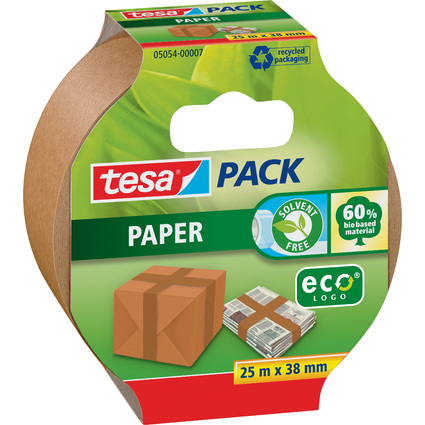 tesapack PAPER ecoLogo Verpackungsklebeband, 38 mm x 25 m