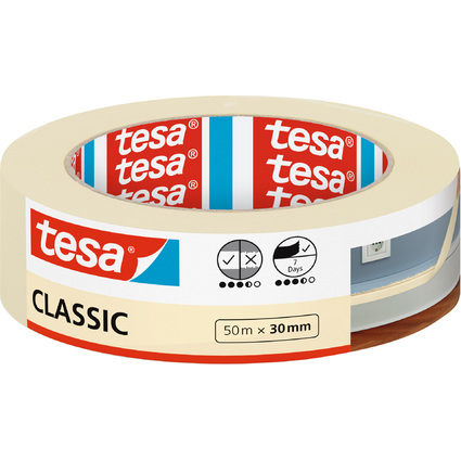 tesa Maler Krepp Classic Abdeckband, 30 mm x 50 m