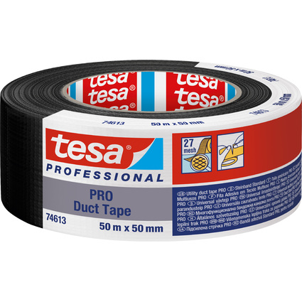 tesa Gewebeband Duct Tape PRO, 50 mm x 50 m, schwarz