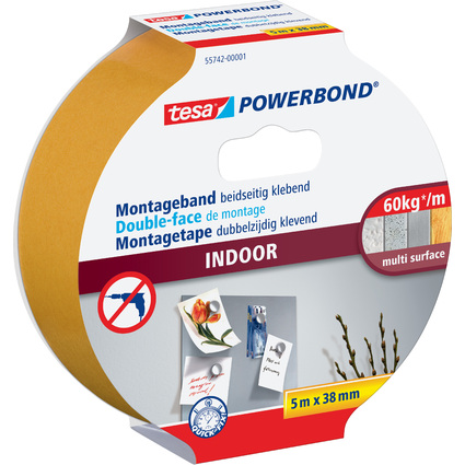 tesa Powerbond Montageband INDOOR, 38 mm x 5,0 m