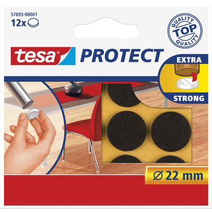 tesa Protect Filzgleiter, braun, Durchmesser: 22 mm