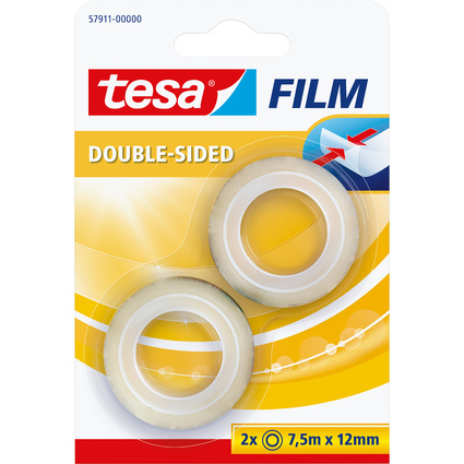 tesa Film, doppelseitig, transparent, 12 mm x 7,5 m