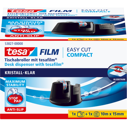 tesa Tischabroller Easy Cut Compact, bestckt, schwarz