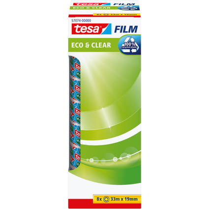 tesa Film Eco & Clear SPARPACK, transparent, 19 mm x 33 m