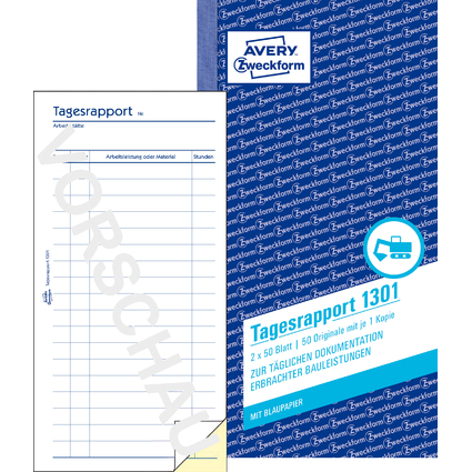 AVERY Zweckform Formularbuch "Tagesrapport", 2 x 50 Blatt