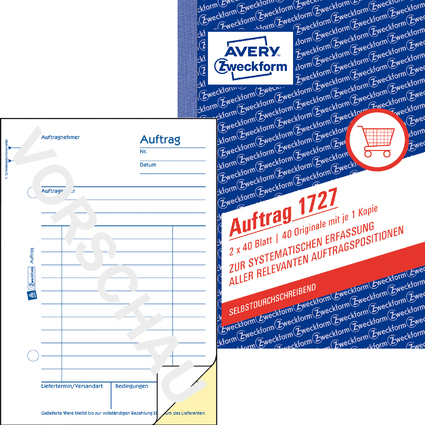 AVERY Zweckform Formularbuch "Auftrag", SD, A6, 2 x 40 Blatt