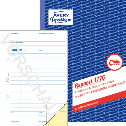 AVERY Zweckform Formularbuch "Rapport", A5, 2 x 40 Blatt