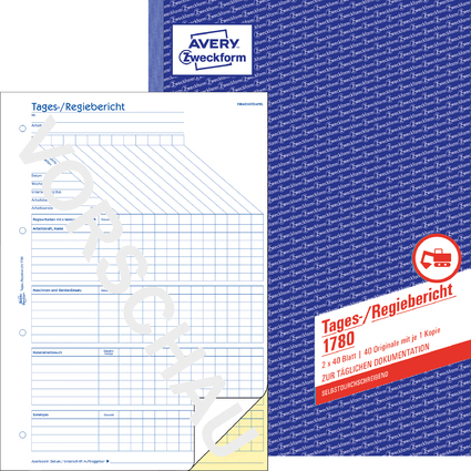 AVERY Zweckform Formularbuch "Tages-/Regiebericht", A4