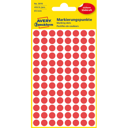 AVERY Zweckform Markierungspunkte, Durchmesser 8 mm, rot