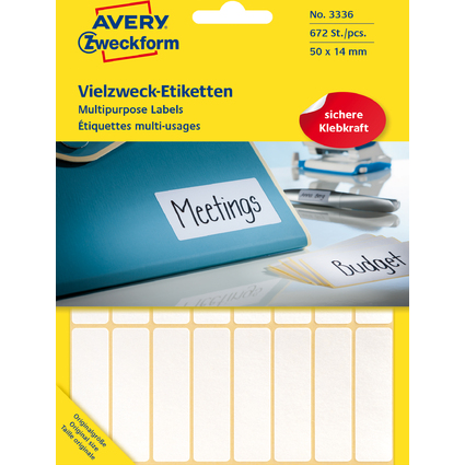 AVERY Zweckform Vielzweck-Etiketten, 50 x 14 mm, wei, FP