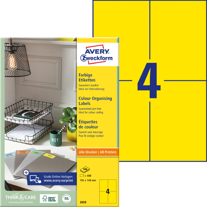 AVERY Zweckform Universal-Etiketten, 105 x 148 mm, gelb