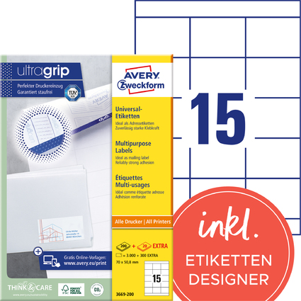 AVERY Zweckform Universal-Etiketten, 70 x 50,8 mm, wei