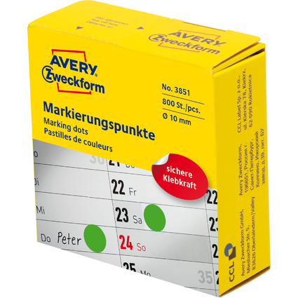 AVERY Zweckform Markierungspunkte, 10 mm, grn, Spender