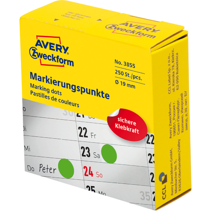 AVERY Zweckform Markierungspunkte, 19 mm, grn, Spender