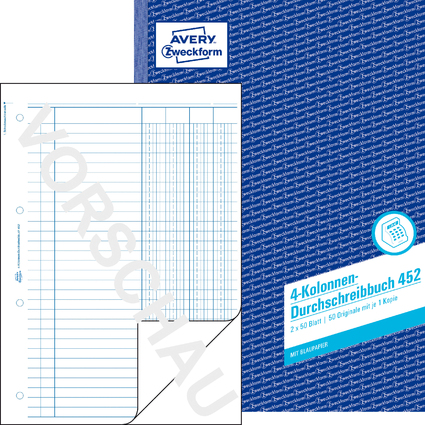 AVERY Zweckform Formularbuch "4 Kolonnen-Durchschreibbuch"