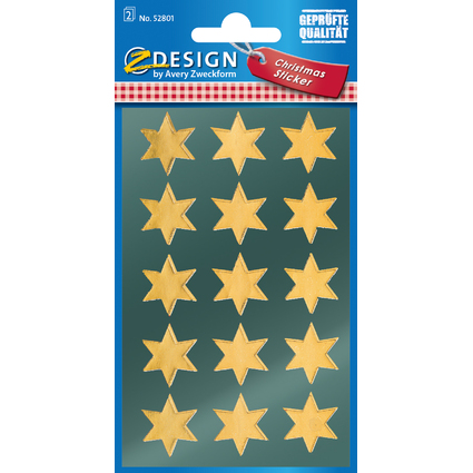 AVERY Zweckform ZDesign Weihnachts-Sticker "Sterne", gold