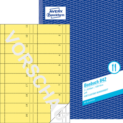 AVERY Zweckform Formularbuch "Bonbuch", A4, gelb