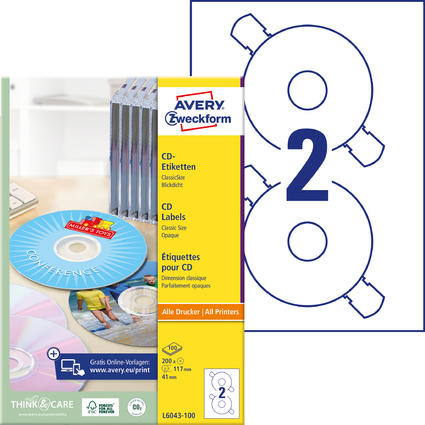 AVERY Zweckform CD-Etiketten ClassicSize, wei