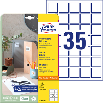 AVERY Zweckform QR Code Etiketten, 35 x 35 mm, quadratisch