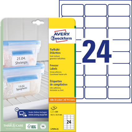 AVERY Zweckform Tiefkhl-Etiketten, 63,5 x 33,9 mm, wei