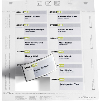 DURABLE Einsteckschilder fr Namensschilder, 75 x 40 mm