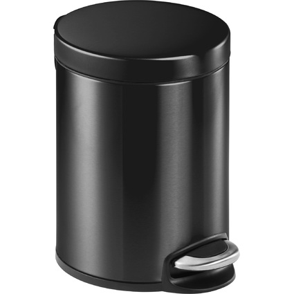 DURABLE Tret-Abfalleimer Metall, rund, 5 Liter, schwarz