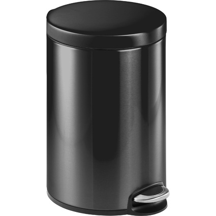 DURABLE Tret-Abfalleimer Metall, rund, 12 Liter, schwarz