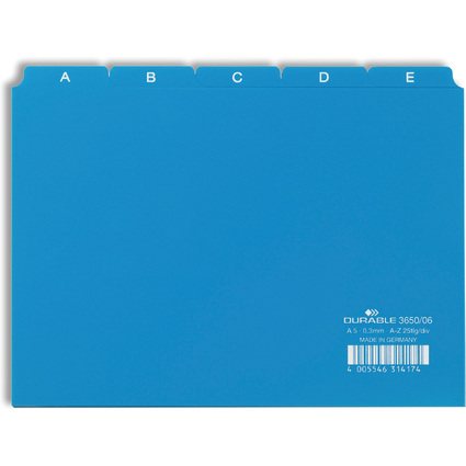 DURABLE Karteiregister A - Z, PP, A5 quer, blau, 25-teilig