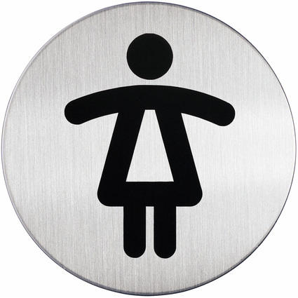 DURABLE Piktogramm "WC-Damen", Durchmesser: 83 mm, silber