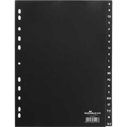 DURABLE Kunststoff-Register, A-Z, A4, PP, 20-teilig, schwarz