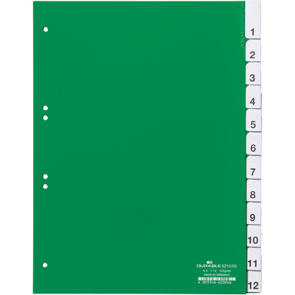 DURABLE Kunststoff-Register, PP, Strke: 0,12 mm, 12-teilig