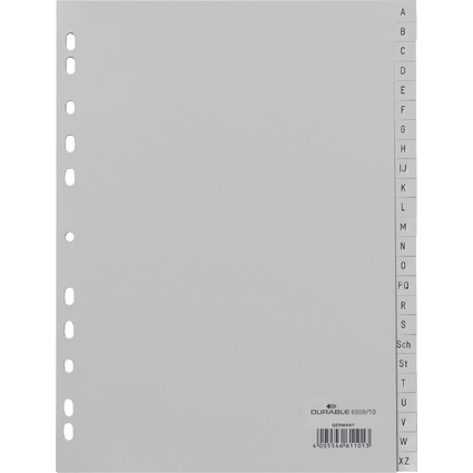 DURABLE Kunststoff-Register, A-Z, A4, 24-teilig, grau