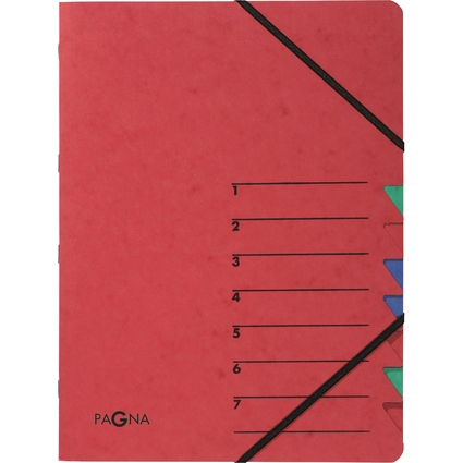 PAGNA Ordnungsmappe "EASY", DIN A4, Karton, 7 Fcher, rot