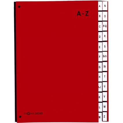 PAGNA Pultordner Color, DIN A4, A - Z, 24 Fcher, rot