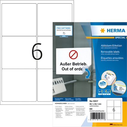 HERMA Universal-Etiketten SPECIAL, 99,1 x 93,1 mm, wei