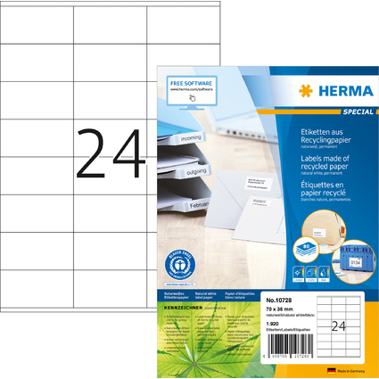 HERMA Universal-Etiketten Recycling, 70 x 36 mm