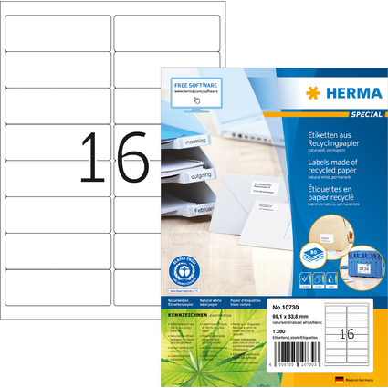 HERMA Universal-Etiketten Recycling, 99,1 x 33,8 mm, 80 Bl.