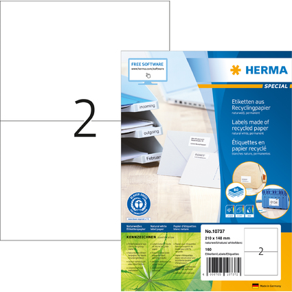 HERMA Universal-Etiketten Recycling, 210 x 148 mm, 80 Blatt